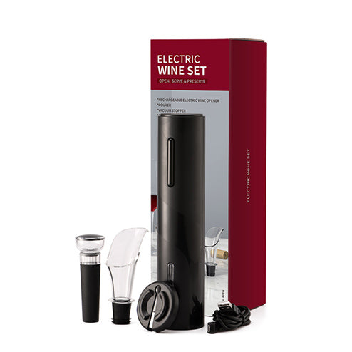 Electric wine opener set with foil cutter