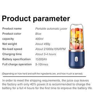 SCHWUA Wireless Portable Juicer Blender with Stainless Steel Blades